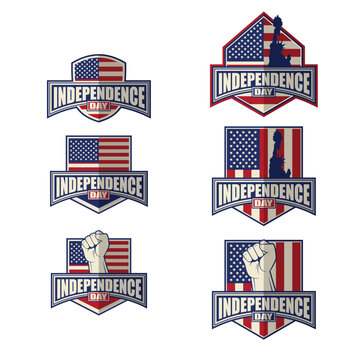 USA Independence Day Logo Set &ndash; Patriotic Badge & Emblem Vector Collection