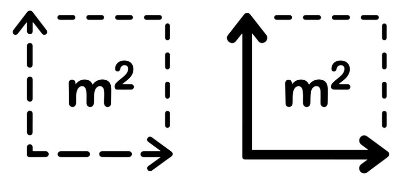 square meter measurement vector icon set