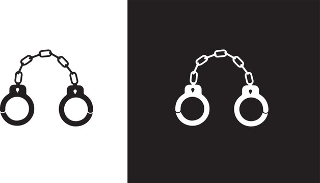 Handcuffs crime vector silhouette, handcuffs icon vector, police handcuff silhouette