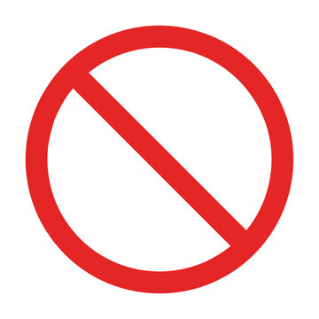 Minimalist prohibition sign with a red circular ring and diagonal slash isolated on a white background modern safety concept