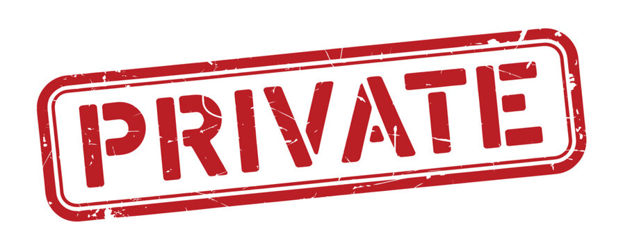 Red private rubber stamp illustration, restricted access and confidential information symbol for secure documents and discretion notices.