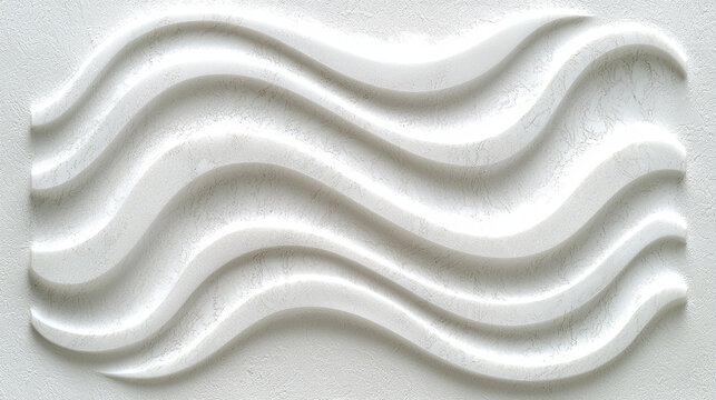 White wave pattern, abstract wall art, minimalist relief texture, soft handmade paper, modern interior decor, elegant flowing lines, serene and calming design