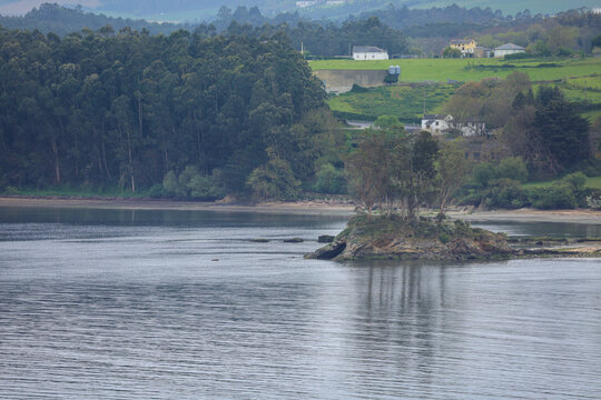 The Turullon islet on Salias beach in Castropol town, Asturias