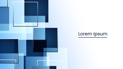 Fototapeta premium Abstract Blue Geometric Square Background Template with Transparent Layers and Copy Space