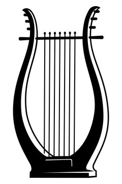 Greek Lyre. Ancient Music Instrument icon. Outline vector clipart isolated on white.