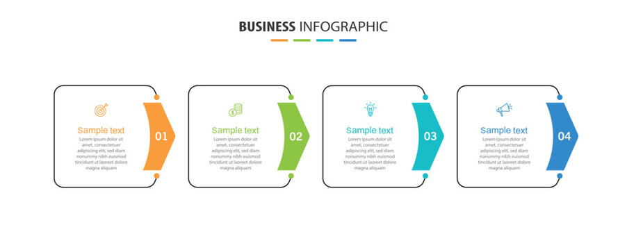 Business infographic design template with 4 options, steps or processes