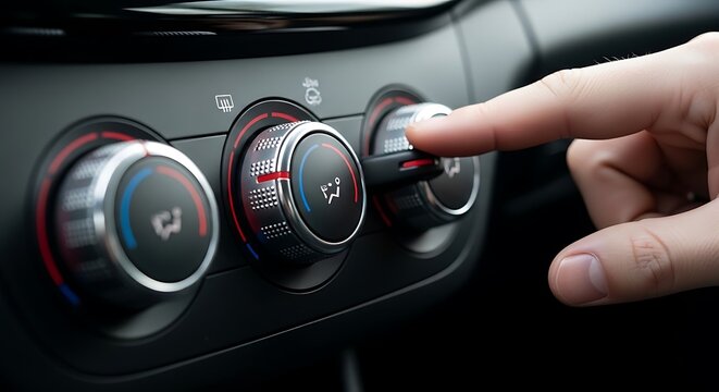 Adjusting car air conditioning system climate control detail