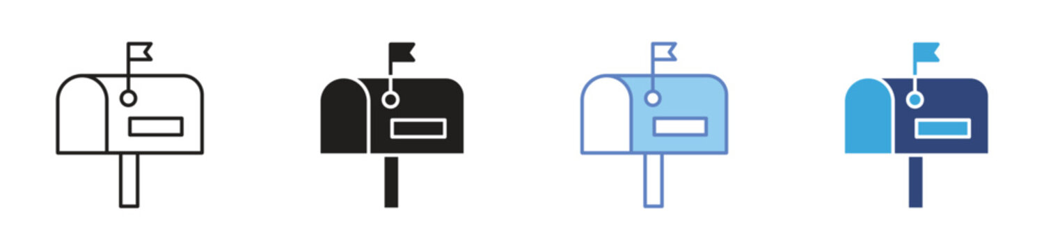Mailbox Icon Set, postal service concept, mail delivery and communication, correspondence management and messaging system, vector icons