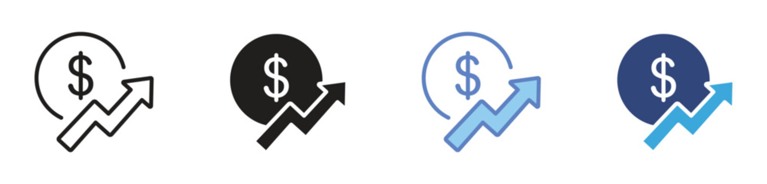 Financial Growth Icon Set, revenue increase concept, profit expansion and business performance, investment growth and economic success, vector icons