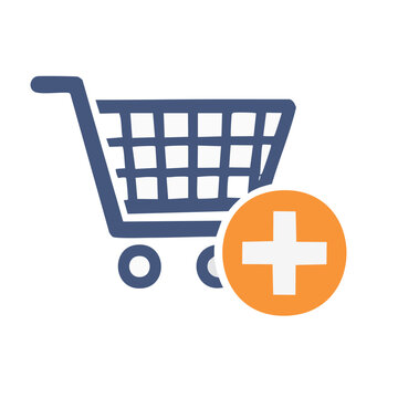Shopping cart icon with a plus sign