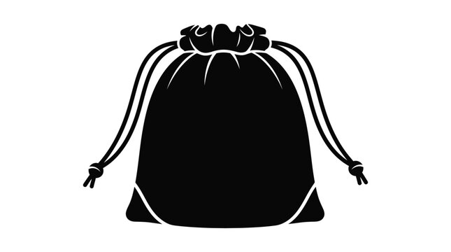 Drawstring bag silhouette on a white background simple graphic design