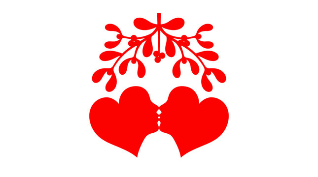 Two Red Hearts with Floral Design.