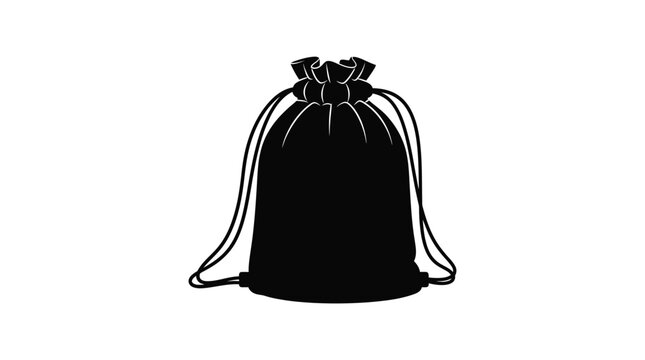 Drawstring bag silhouette on a white background simple vector graphic