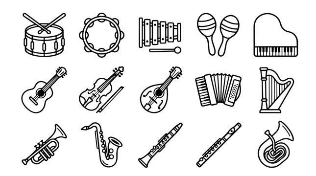 Musical instruments icon collection