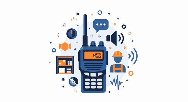 Two-Way Radio Walkie Talkie Vector Illustration for Industrial Communication, Logistics, and Security Management