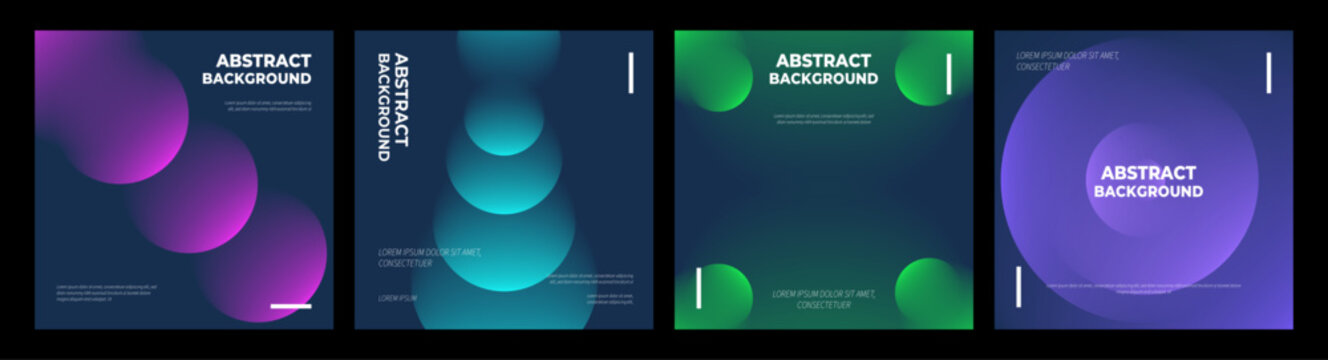 Collection of abstract circular gradient backgrounds with glowing orbs on dark blue backdrop abstract gradient background wallpaper creative composition backdrop technology electric