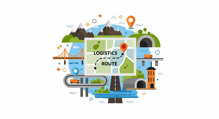 Obraz premium Global Logistics Route Map and Transportation Network Concept Illustration