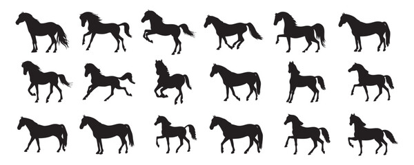 Obraz premium horse silhouettes, running horse silhouette vector set