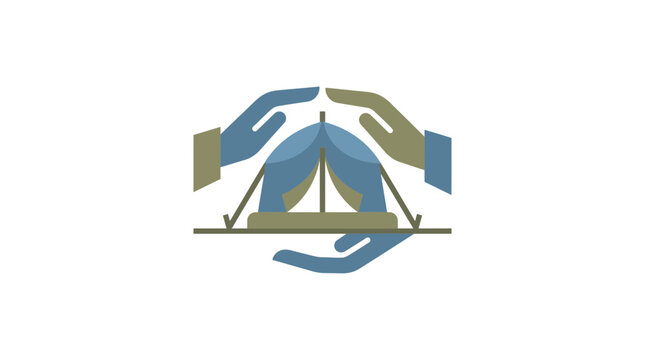 Hands Protecting a Tent Icon Illustration