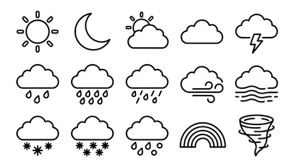 Fototapeta premium Outline Weather Icons Set