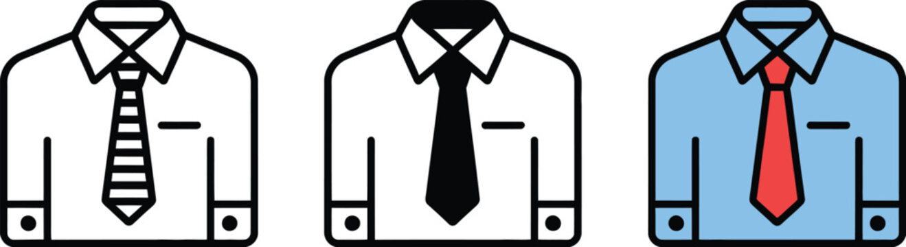 Shirt, and tie icon, formal business attire symbol representing corporate identity professional appearance workplace fashion and career style.