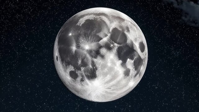 Full moon in starry night sky