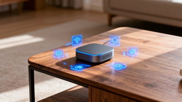 Smart device on wooden table