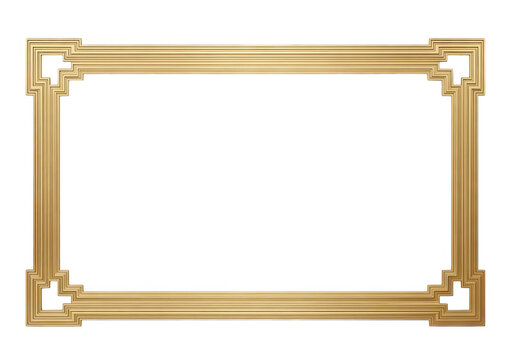 Gold ornate frame on white background isolated on transparent background