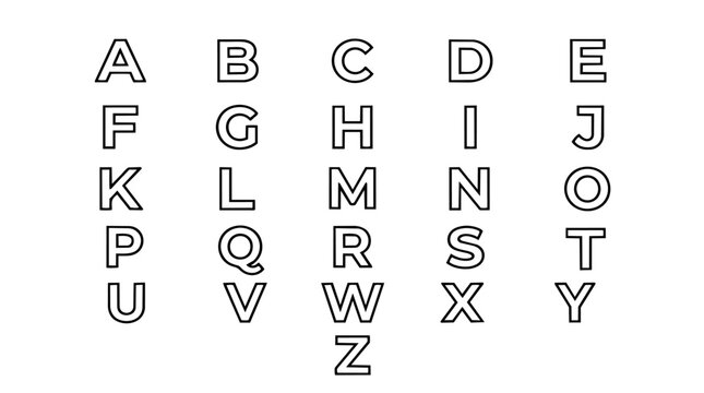 Set of outlined uppercase English alphabet letters