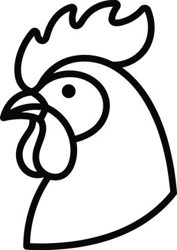 Minimalist Rooster Profile Line Art Icon Farmhouse Chicken Vector Outline