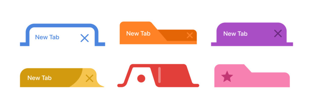 Modern Browser Tab Collection with Empty Web Interface Elements, Website Navigation Labels and UI Mockup Components Set