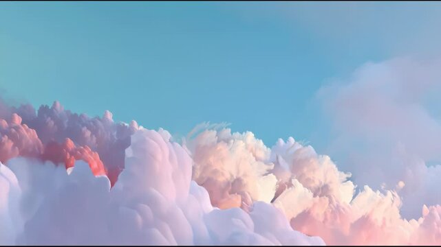 Dreamy Pastel Clouds Floating in a Serene Blue Sky.