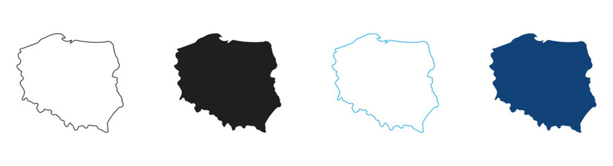 Obraz premium Poland map icon set , Outline Vector illustration.