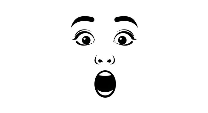 Close up illustration of a human face with a surprised expression surprise expression reaction character illustration background surprised dumbfounded astonished unbelievable startled