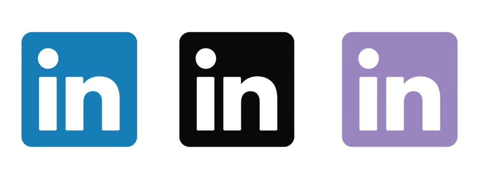 LinkedIn logo variations, blue, white, and black social media brand symbols isolated for editorial use, business networking concepts, digital communication, and professional platform identification