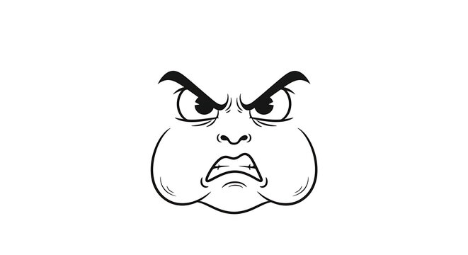 Angry face expression with puffed cheeks and furrowed brows in cartoon style expression frustrated character illustration negative aggressive displeased reaction intensity