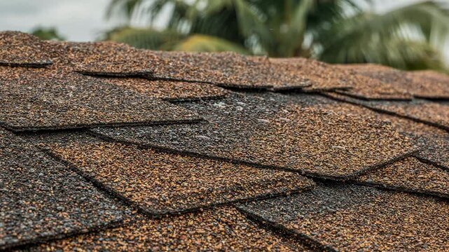 Detailed view of humidclimate shingles featuring copper and zinc granule blend emphasizing resistance to mold and algae in highmoisture tropical settings
