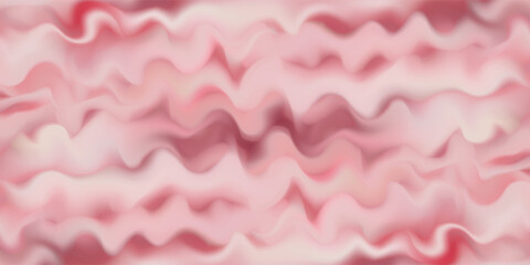 Pink strawberry yogurt or ice cream surface texture with wave pattern. Milk creamy sweet fruit and berry product. Soft and frozen sorbet or dairy pudding smooth top. Realistic vector background. © Dul