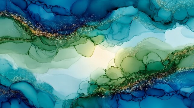 World Environment Day Abstract of Flowing Blue and Green Nature, Renewal, Climate Care, and Hope