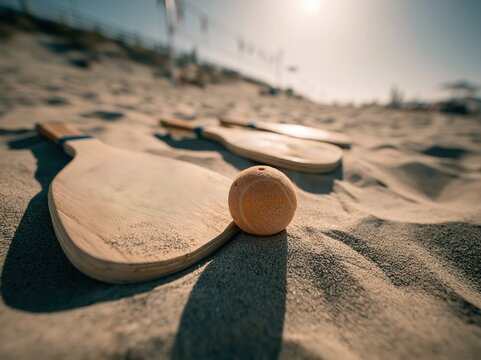 Beach Paddleball Game in Sand