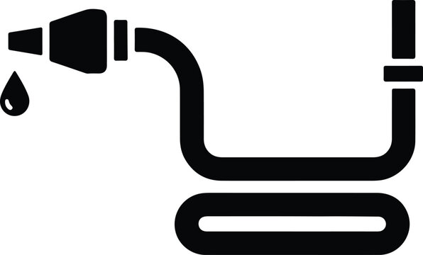 Silhouette vector illustration of a garden hose and nozzle design