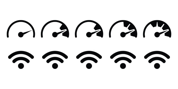 Network Speed Test Icon Featuring WiFi Signal and Broadband Connection Measurement for Technology Applications