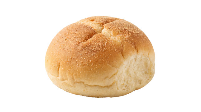 Filipino pandesal roll with soft texture and classic golden bakery appearance. Isolated on White background