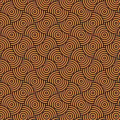 Orange and Black Concentric Overlapping Circles Optical Illusion  Pattern © MONZARUMU143