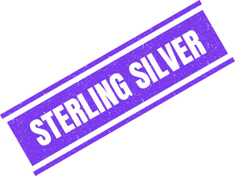 Creative purple rubber stamp illustration with the text sterling silver in a bold white font style