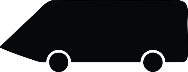 Black side view of a simple, minimalist bus outline vehicle transport © JANNATUL FERDOUSH