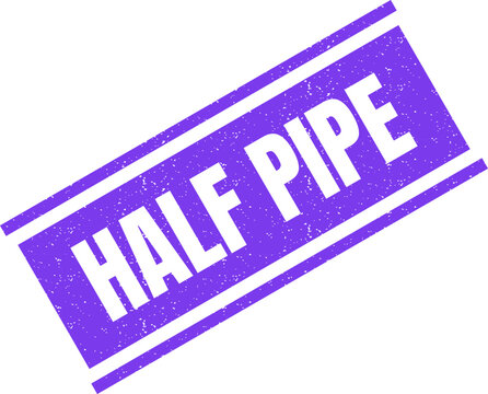 Purple rubber stamp with the text half pipe isolated on a clean white surface area