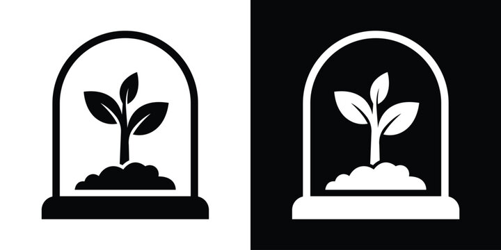 Power button icon combined with a growing plant sprout. Creative vector graphic representing clean start, green energy, and sustainable technology.
