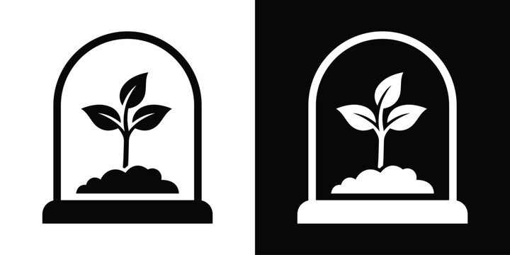 Power button icon combined with a growing plant sprout. Creative vector graphic representing clean start, green energy, and sustainable technology.