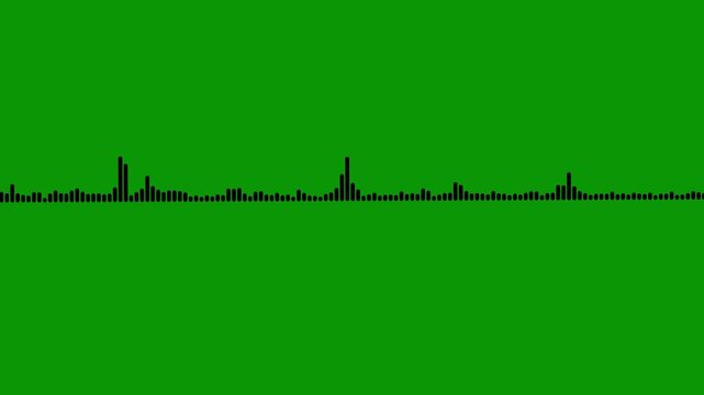 Advanced sonic pulse tracker, digital sound frequency animation, sound wave audio wave form isolate, digital music equalizer spectrum animation for voice, seamless loop green background, 4k